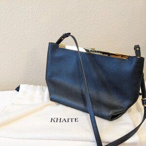 Khaite Augusta Envelope Frame Crossbody Bag Black Pebbled Leather w/ Receipt